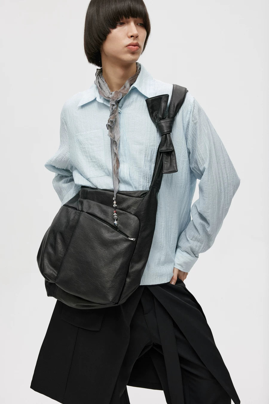 Bow Strap Slouch Messenger Bag