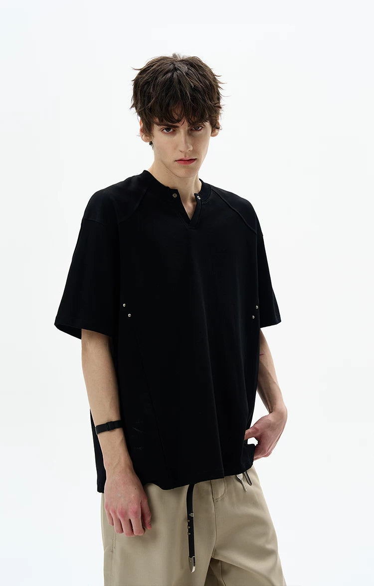 Rivet Seam Henley T-Shirt