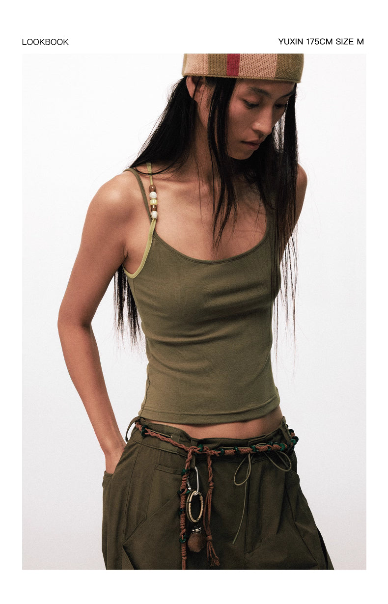 Asymmetric Halter Bead Top