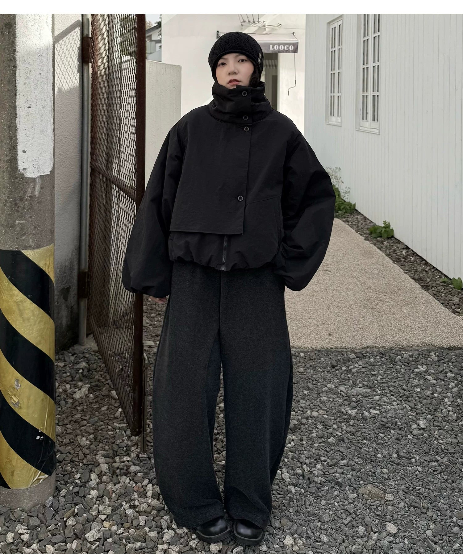 Vector Overlap Funnel-Neck Blouson