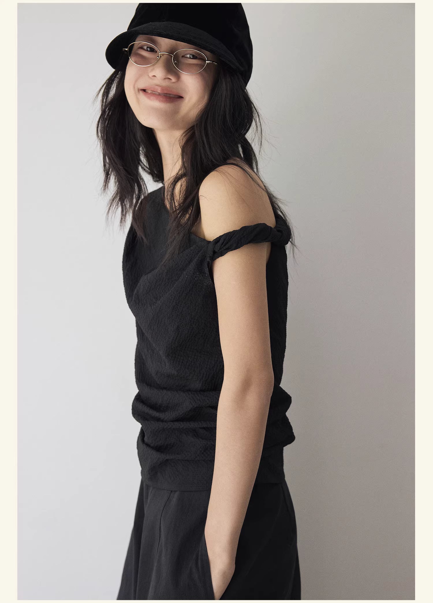 Textured Topography Off-Shoulder Top