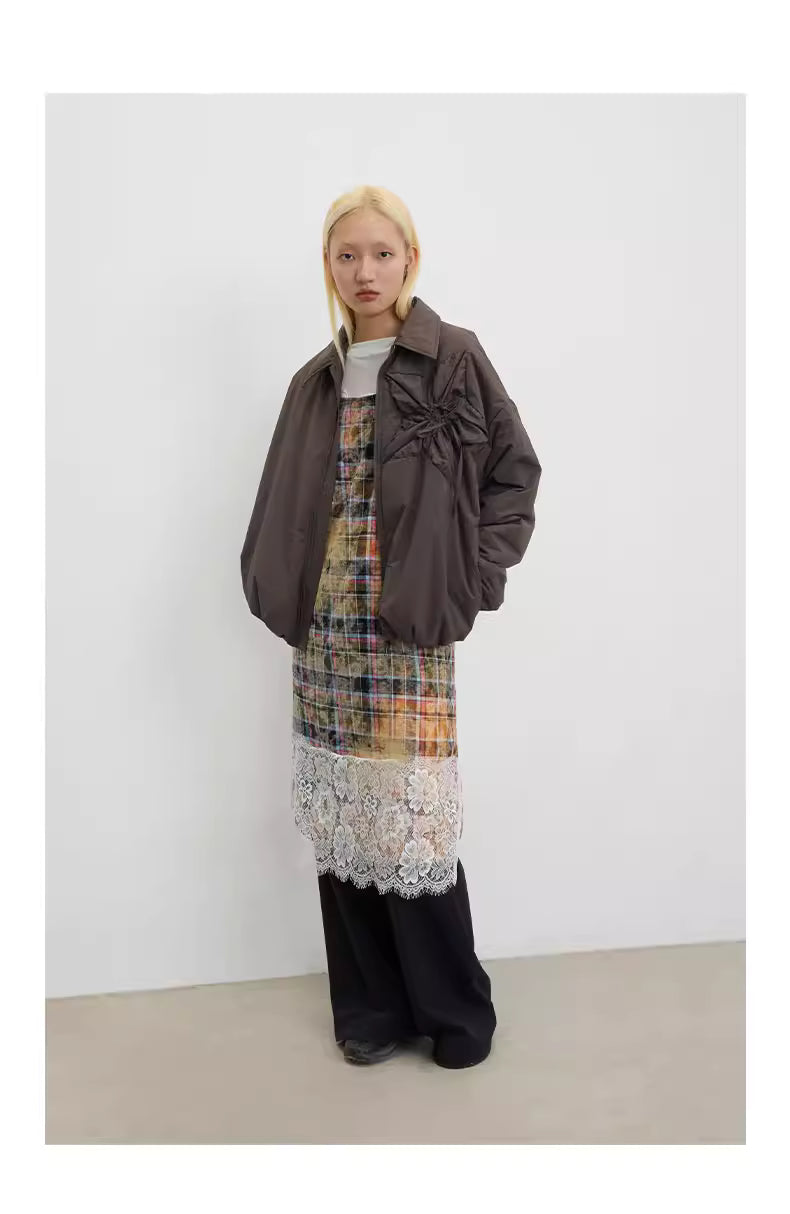 Floral Sunburst Ruched Padded Jacket