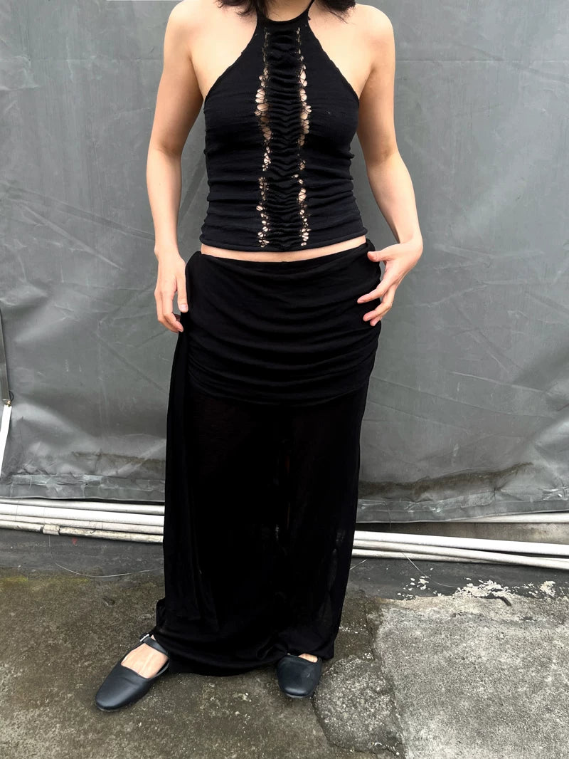 Hand-Knit Spine Halter Top