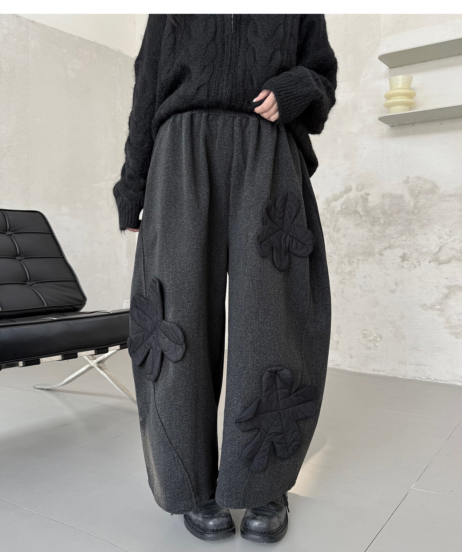 Quilted Flower Patch Balloon Leg Trousers
