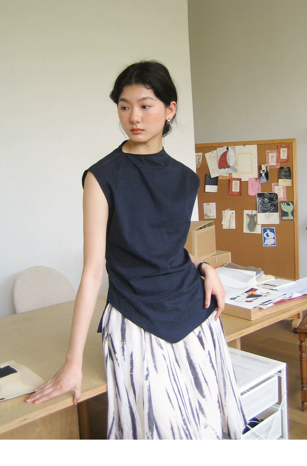 Lyocell Linen Sleeveless Top in Terracotta or Navy