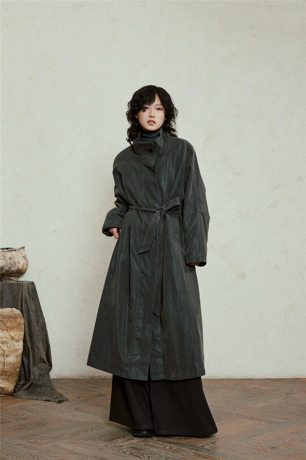 Nomad Matte Leather Trench Coat