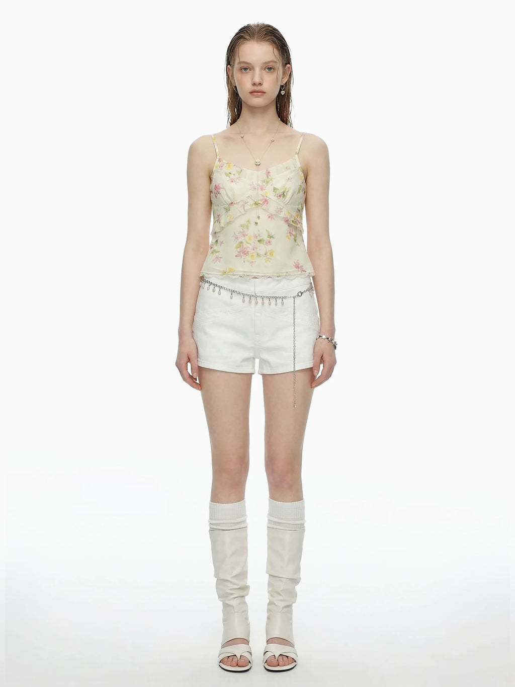 Watercolour Floral Ruffle Camisole in Baby Blue or Ivory