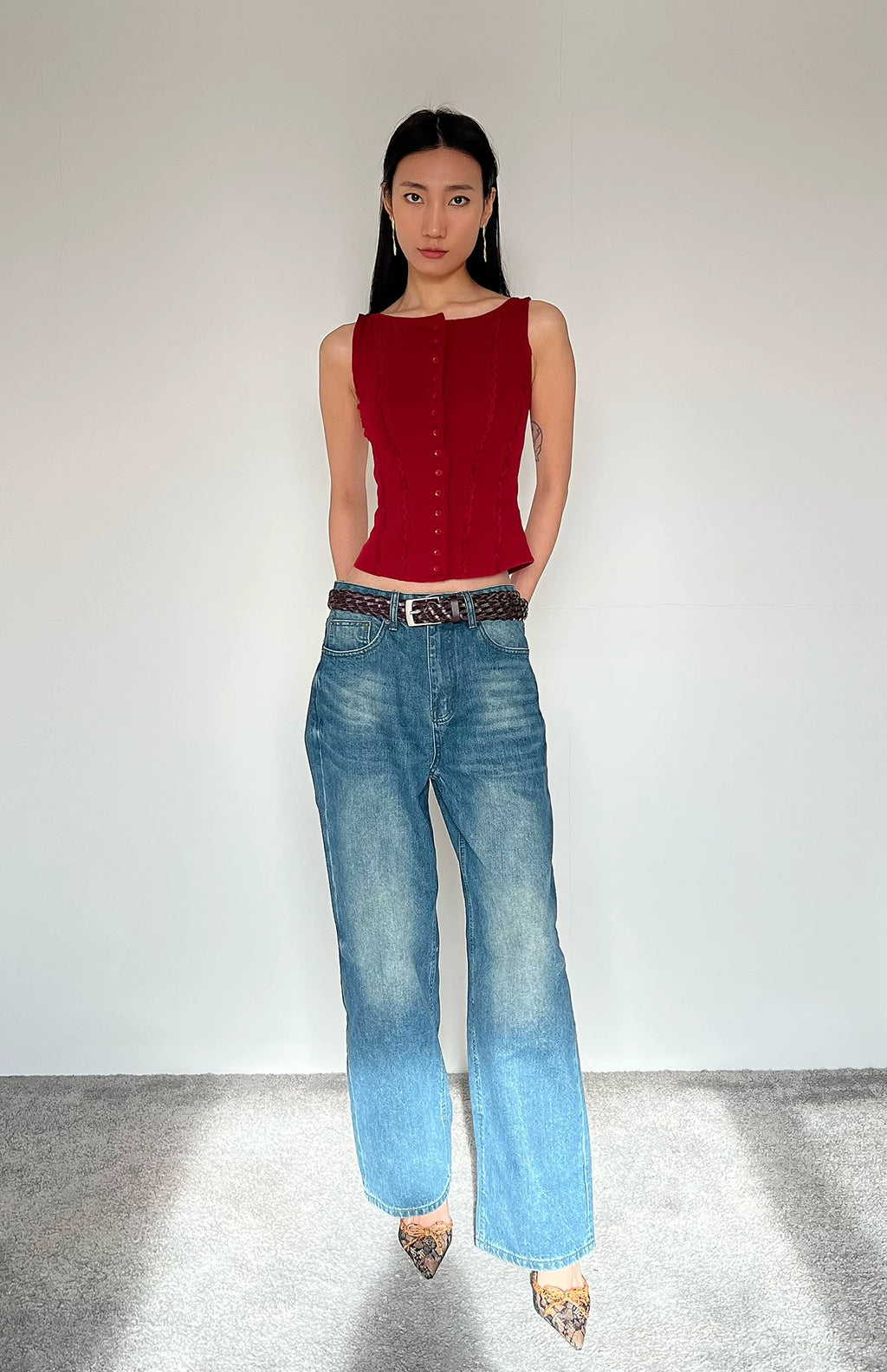 Contour Button Cotton Tank