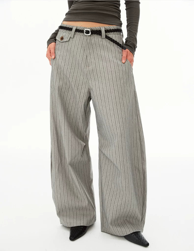 Pinstripe Wide-Leg Trousers