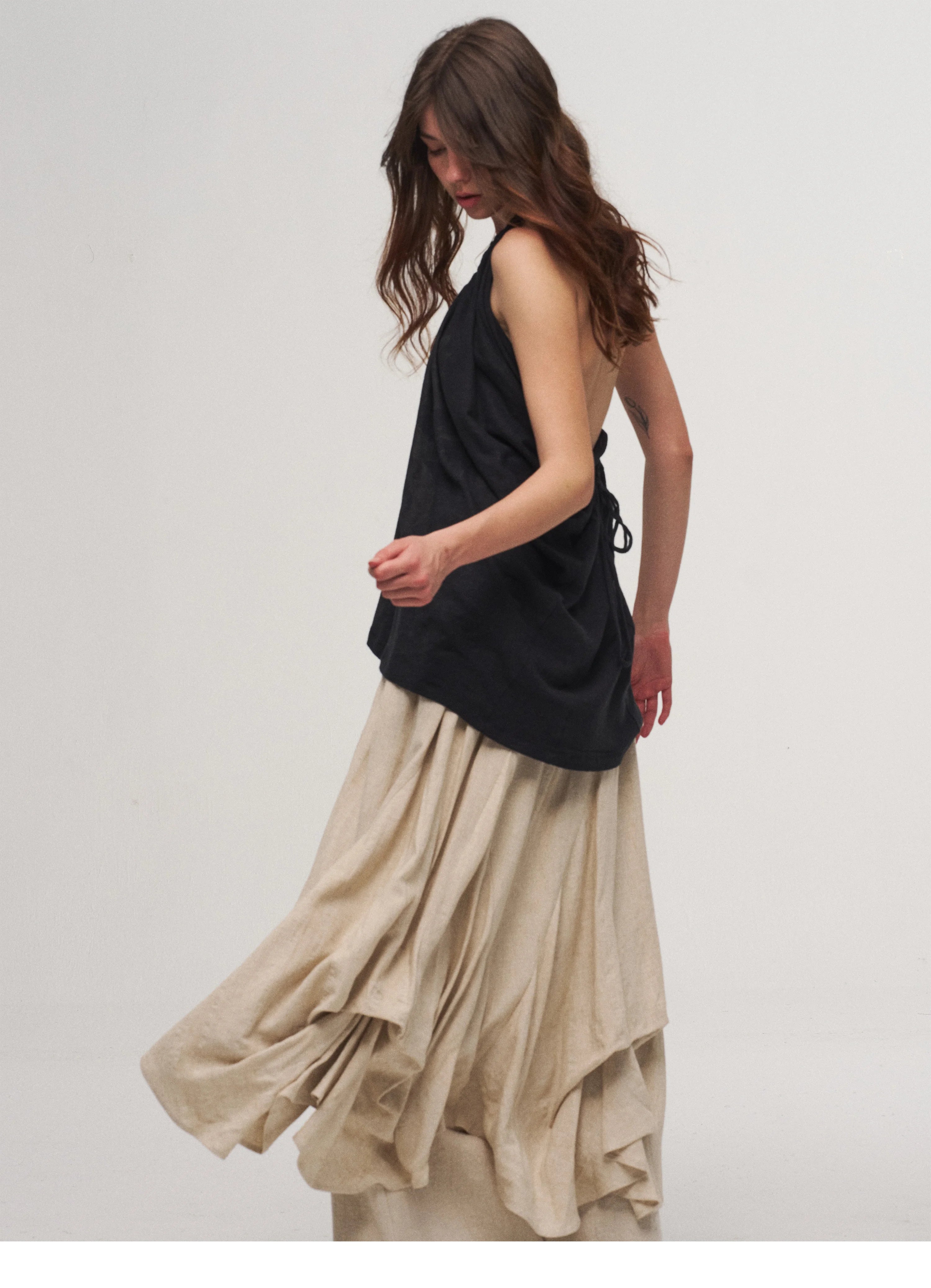 Dune Cascade Linen Skirt