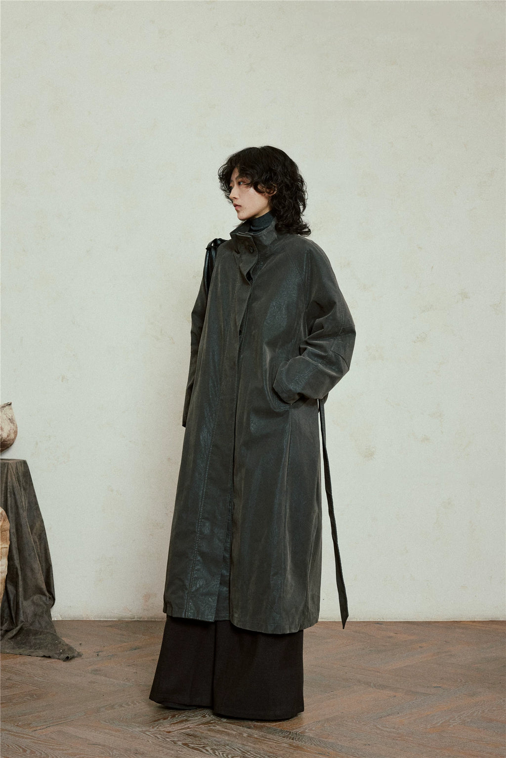 Nomad Matte Leather Trench Coat