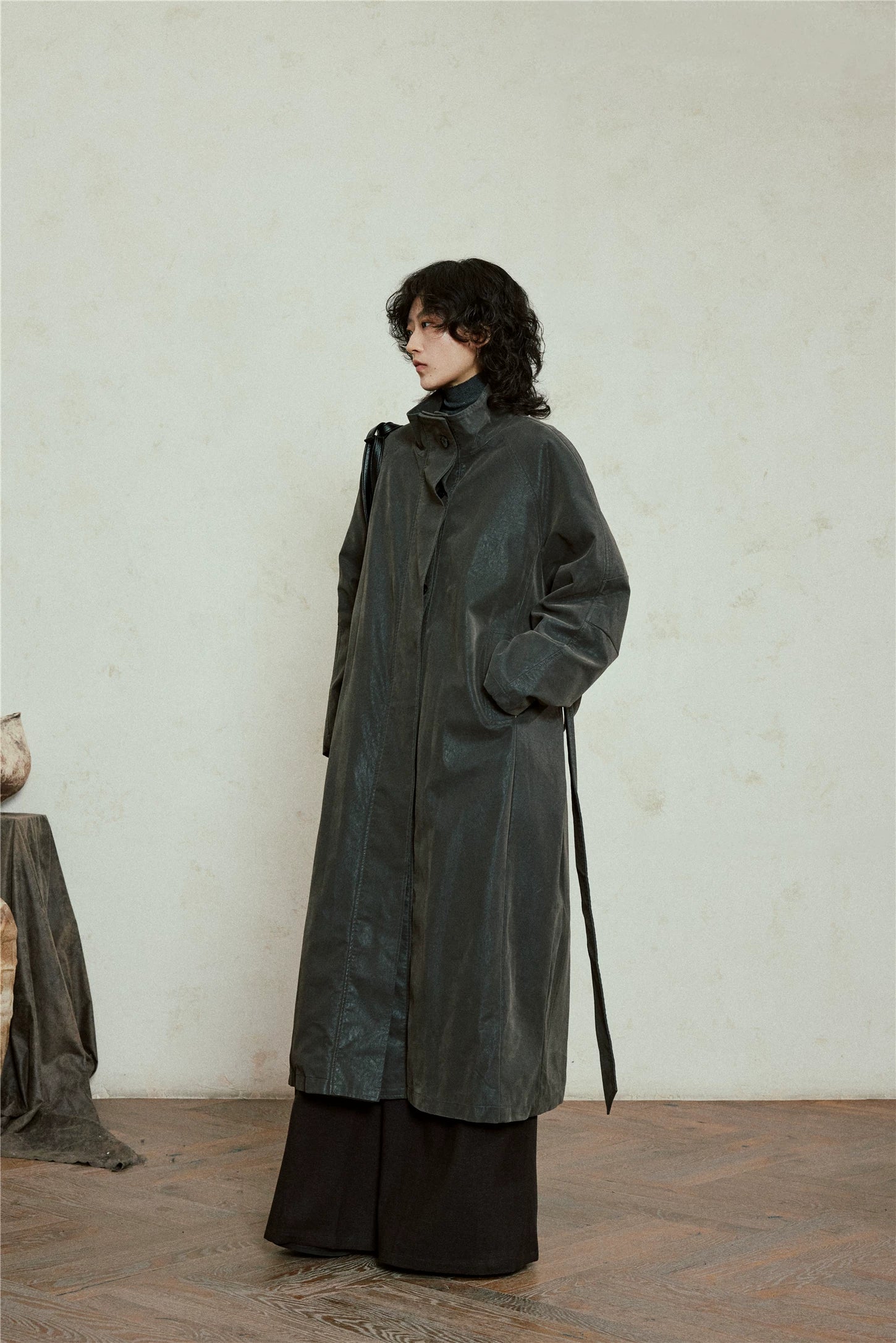 Nomad Matte Leather Trench Coat