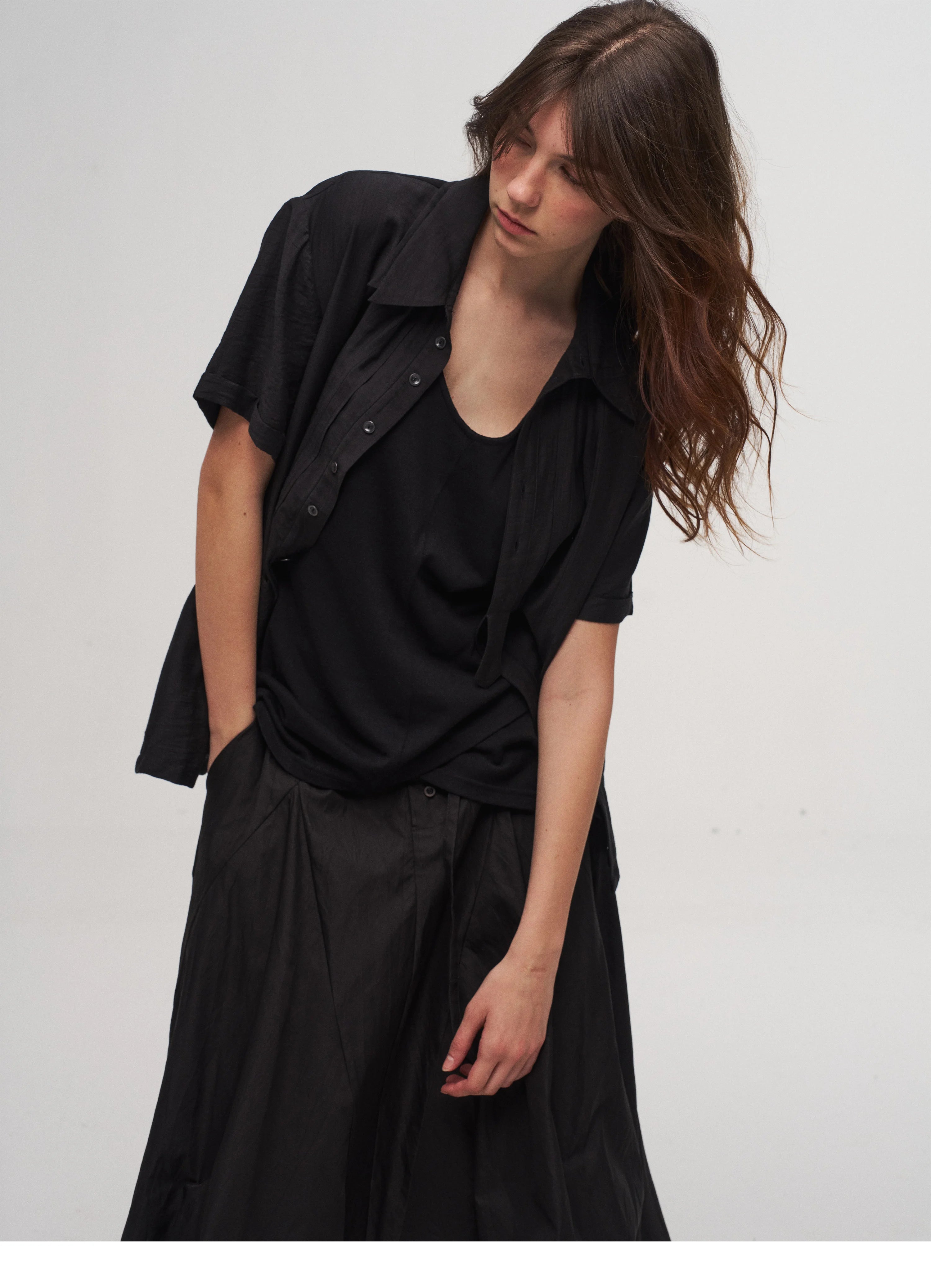 Fluid Draped Skirt Pants