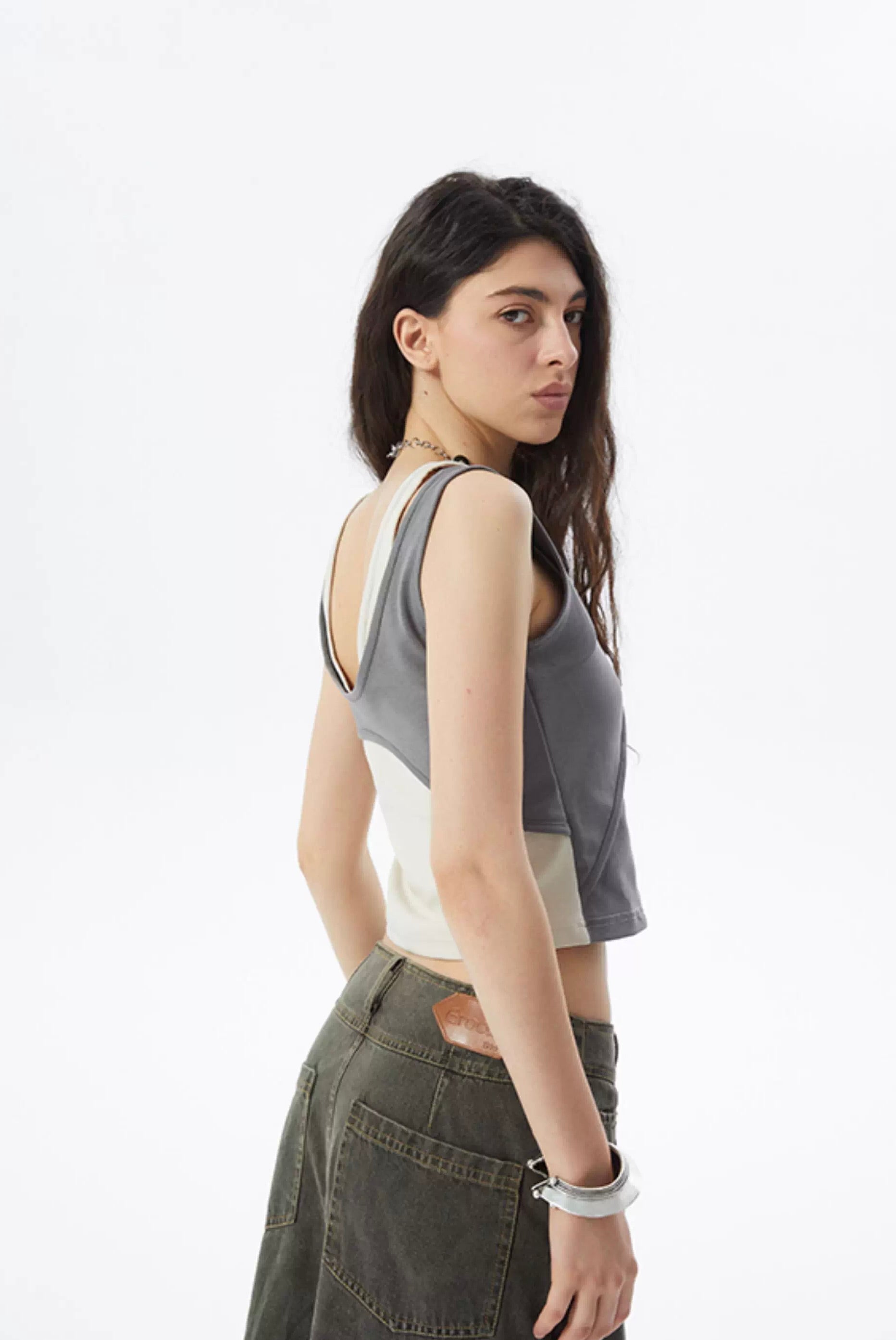 Irregular Panelled Two-Toned Tank
