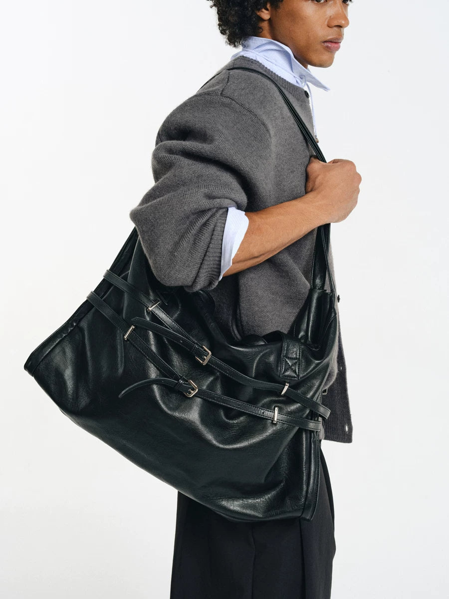 Strapped Buckle Soft-Structure Shoulder Bag
