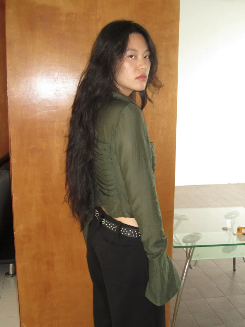 Ring-Link Sheer Blouse