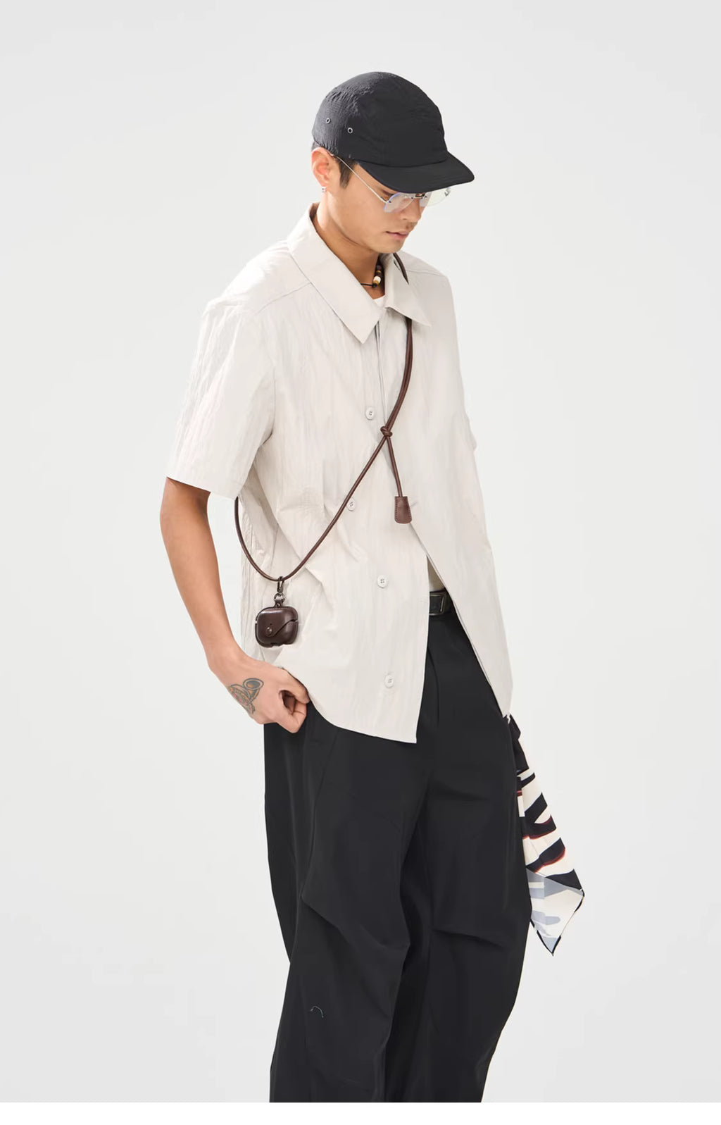 Technical Asymmetric Double-Breasted Shirt