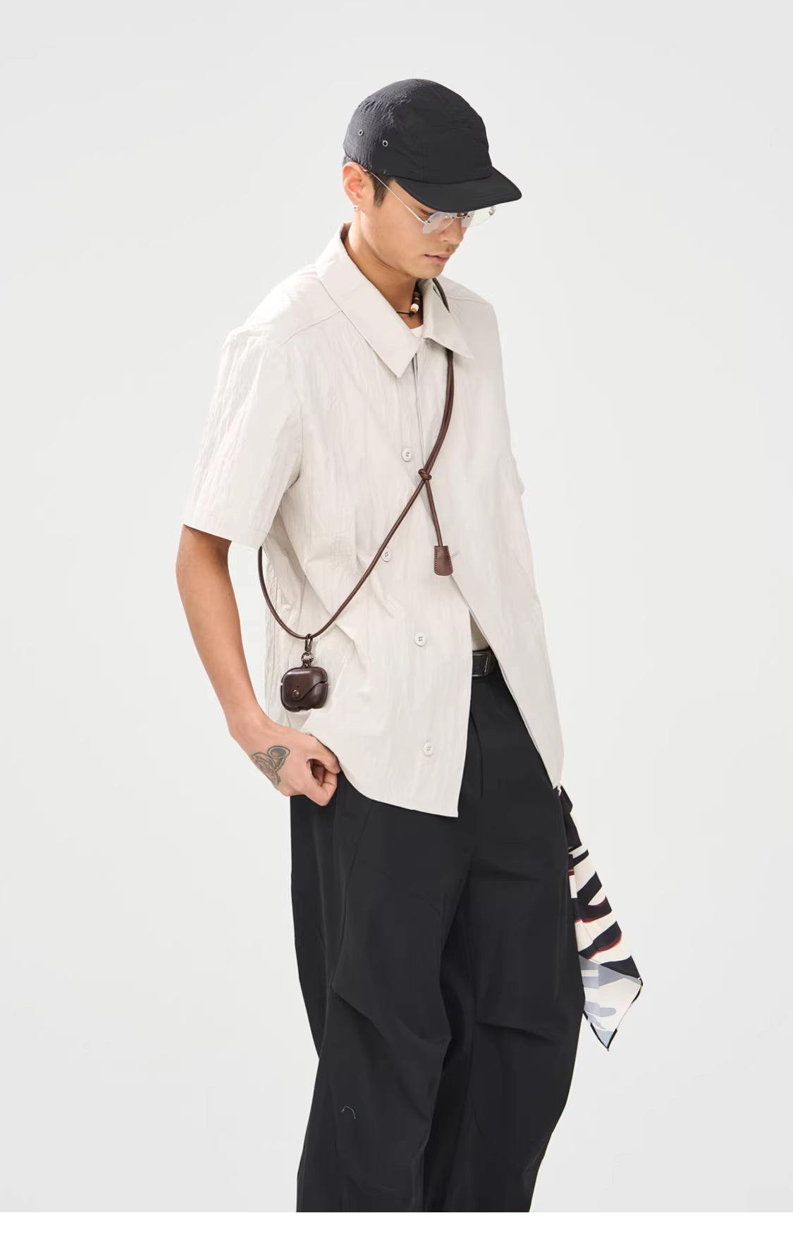 Technical Asymmetric Double-Breasted Shirt