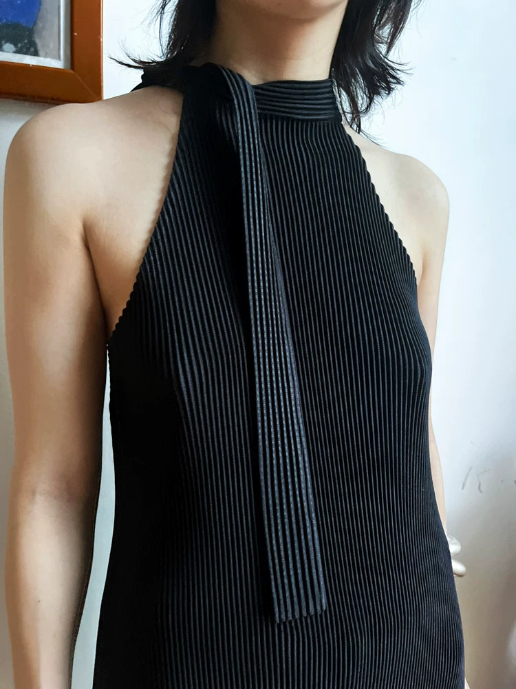 Nocturne Pleat Halter Dress