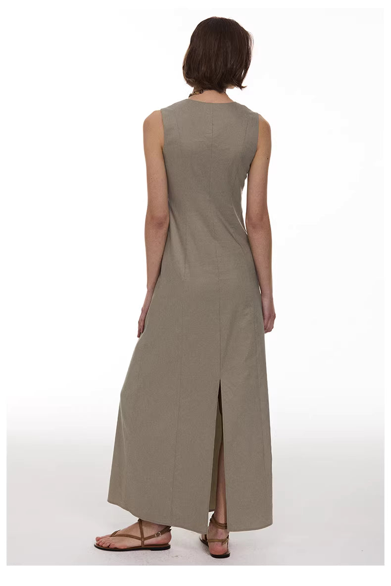 Regenerated Linen Column Dress