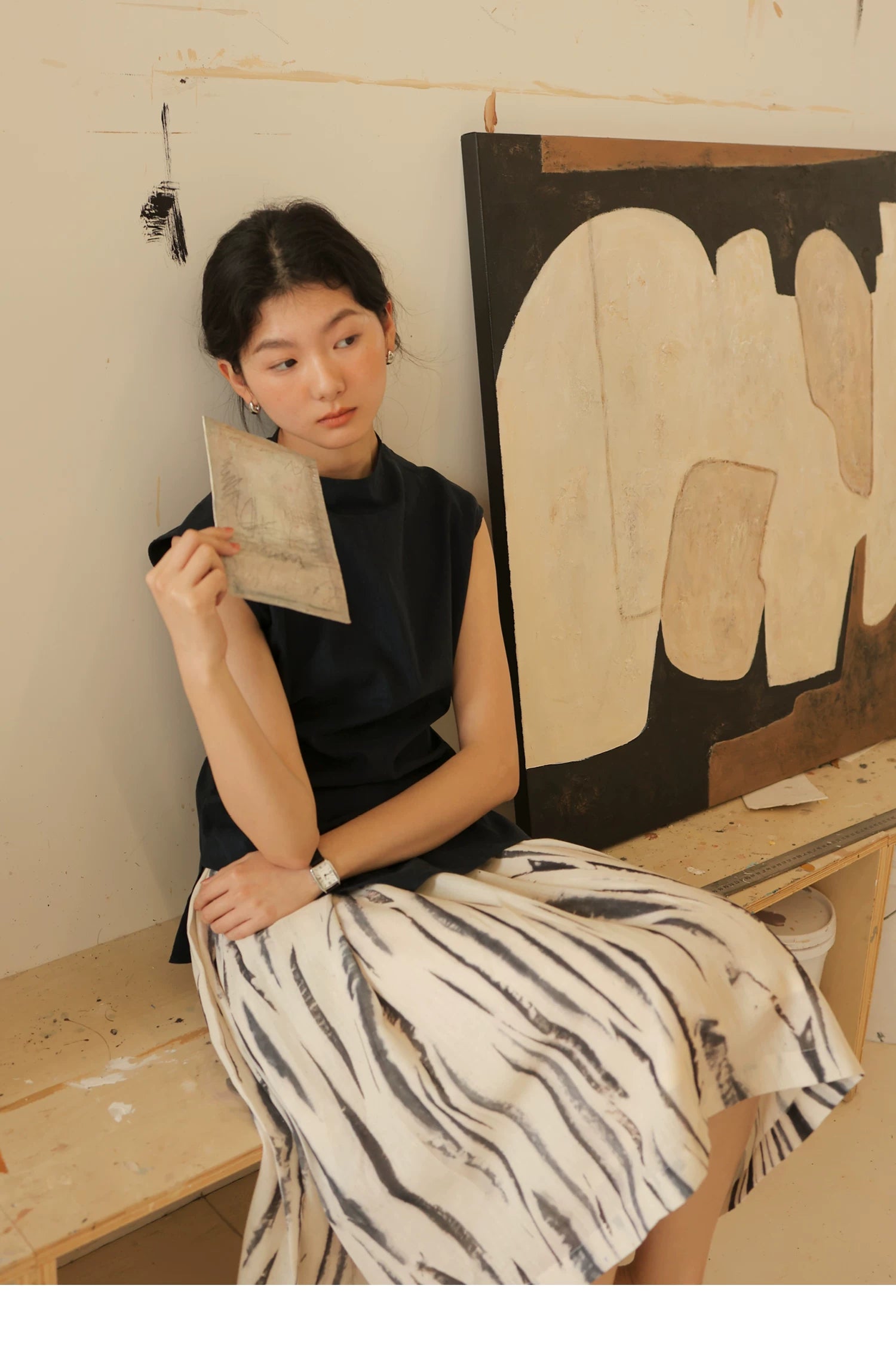 Lyocell Linen Sleeveless Top in Terracotta or Navy