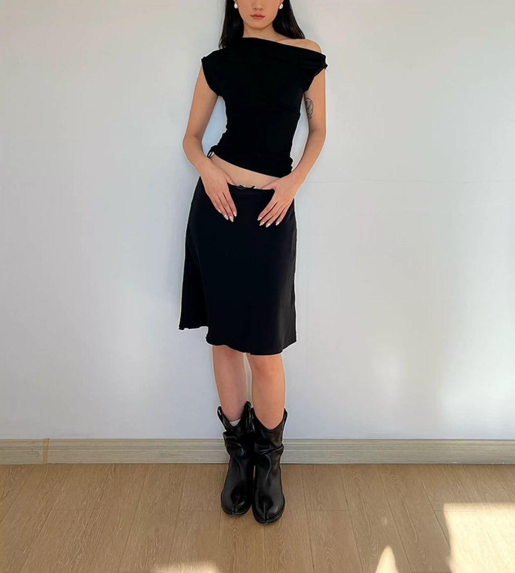 Asymmetric Drape Shoulder Top