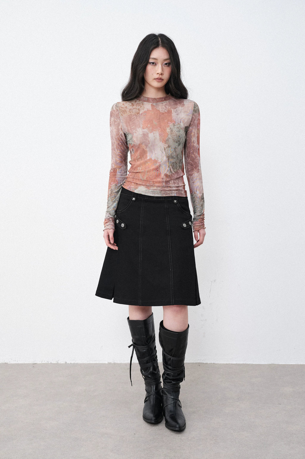 New Romantics Mesh Long Sleeve Top