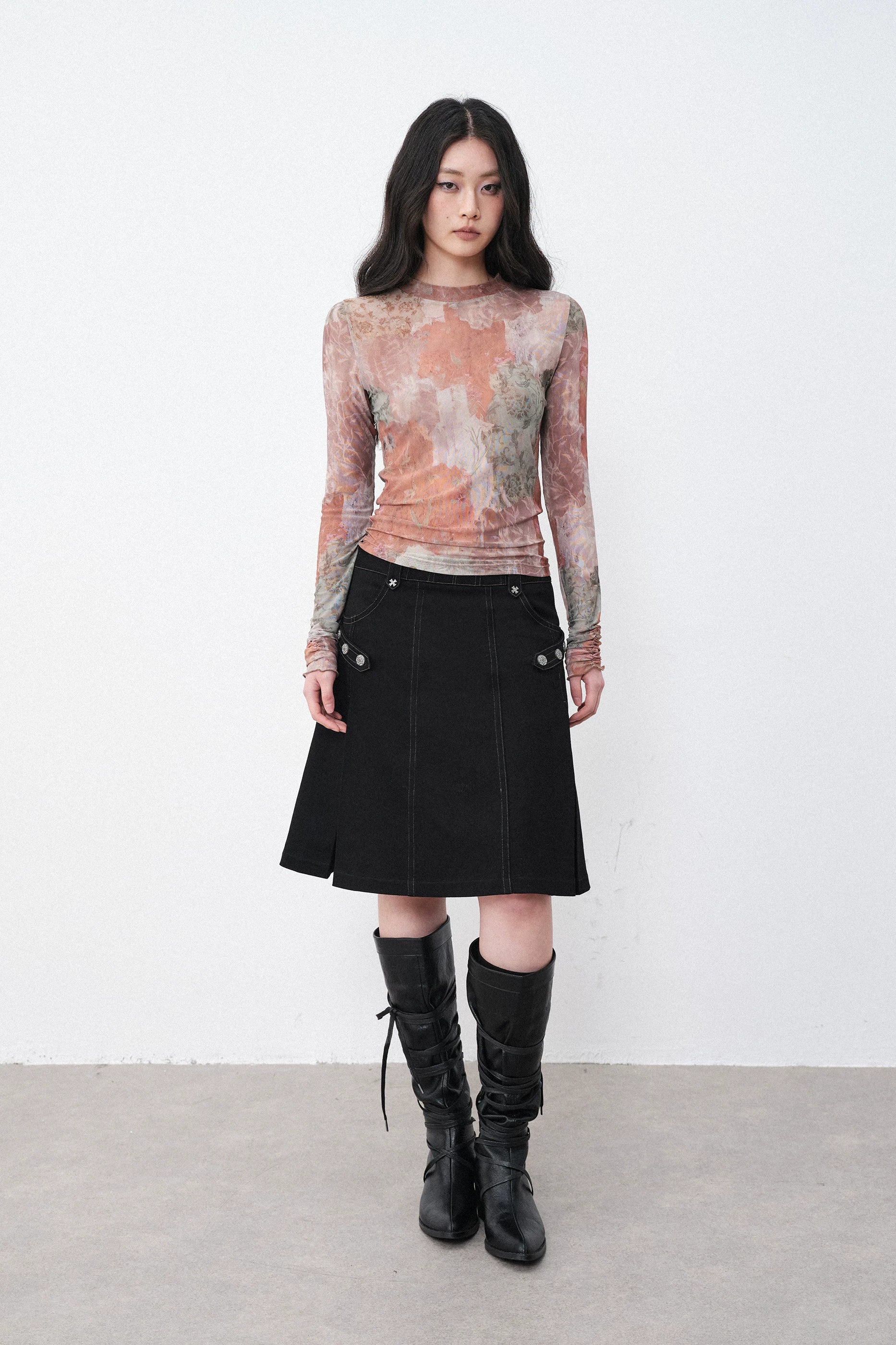 New Romantics Mesh Long Sleeve Top