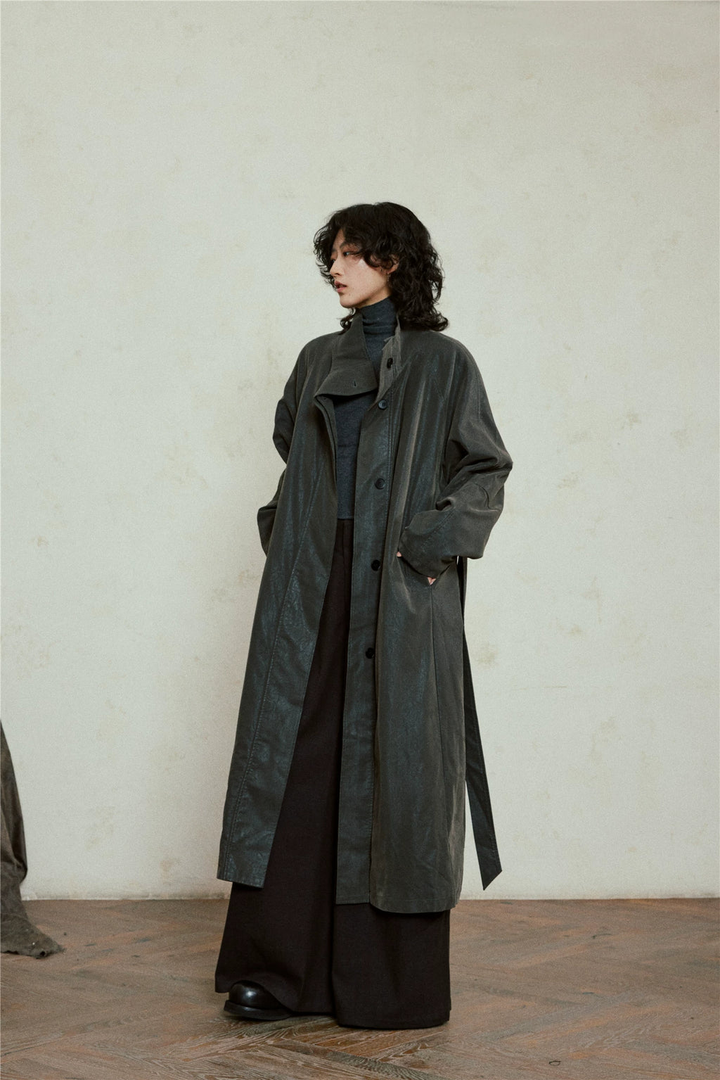 Nomad Matte Leather Trench Coat