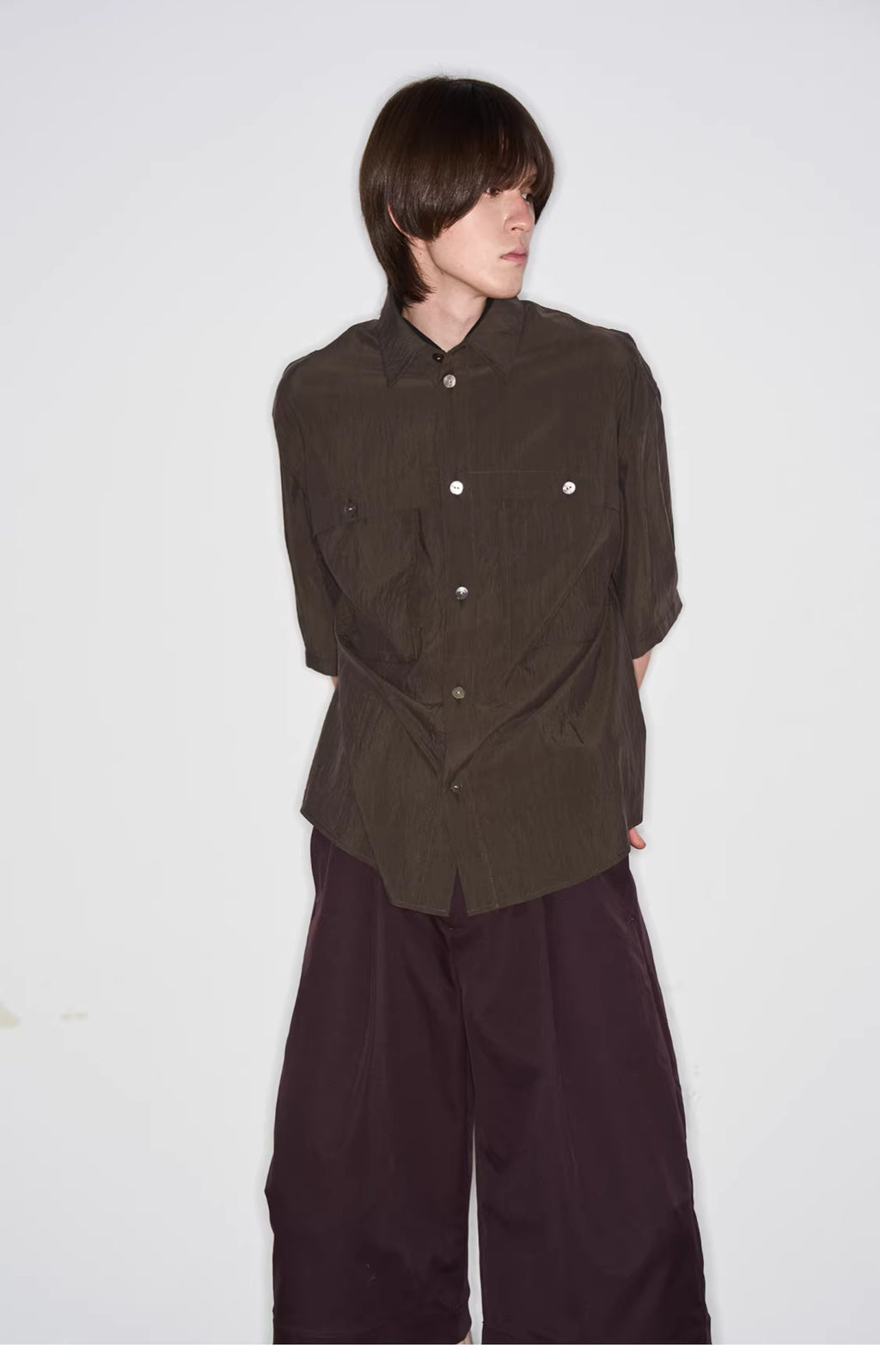 Fluid State Lapel Collar Button-Up Shirt