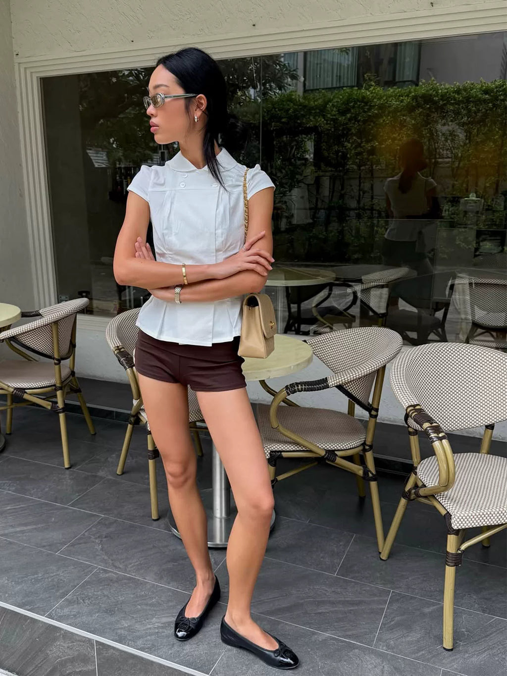 Missy Tailored Cap Sleeve Blouse