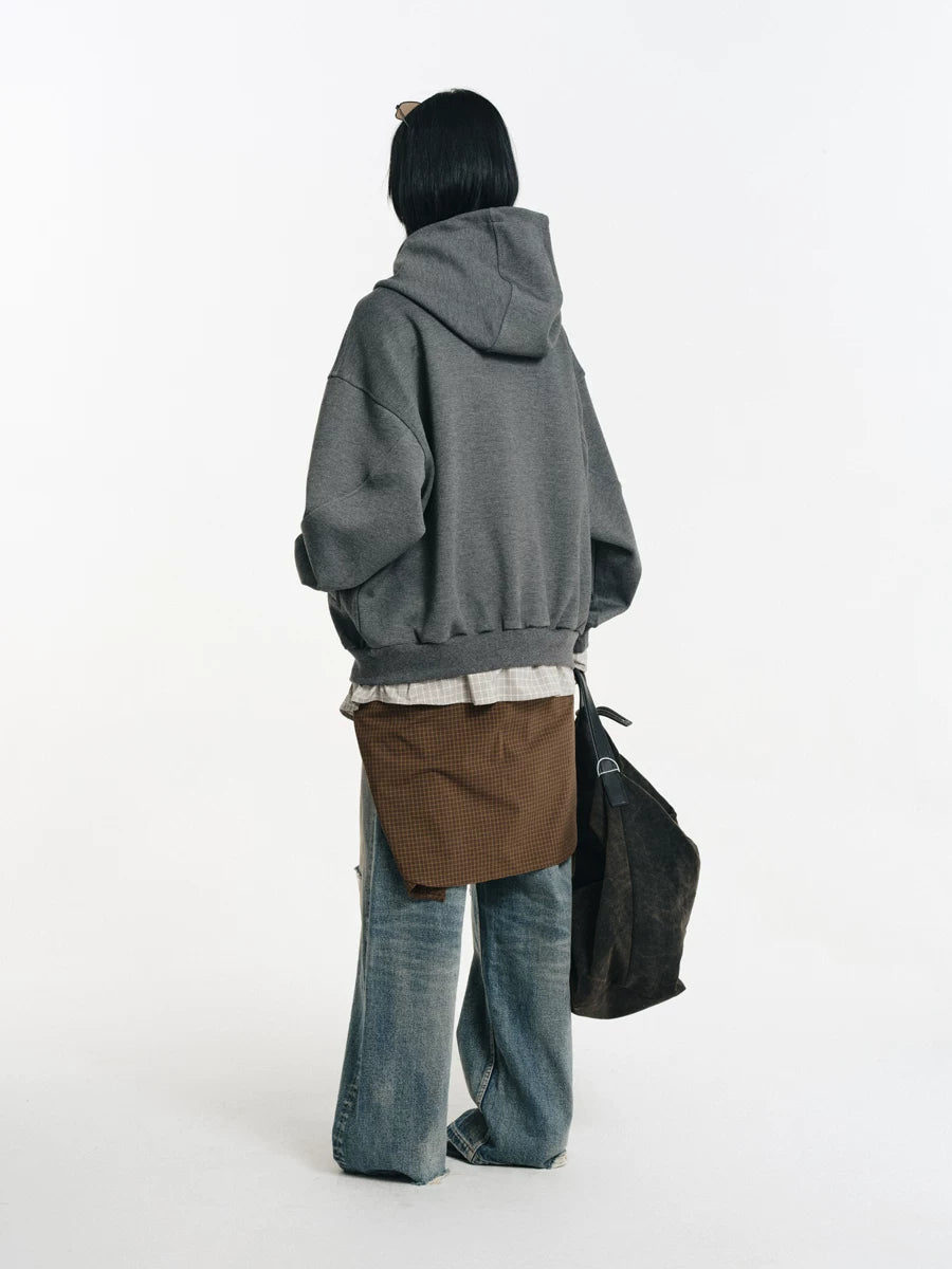 Detachable Plaid Layer Hoodie