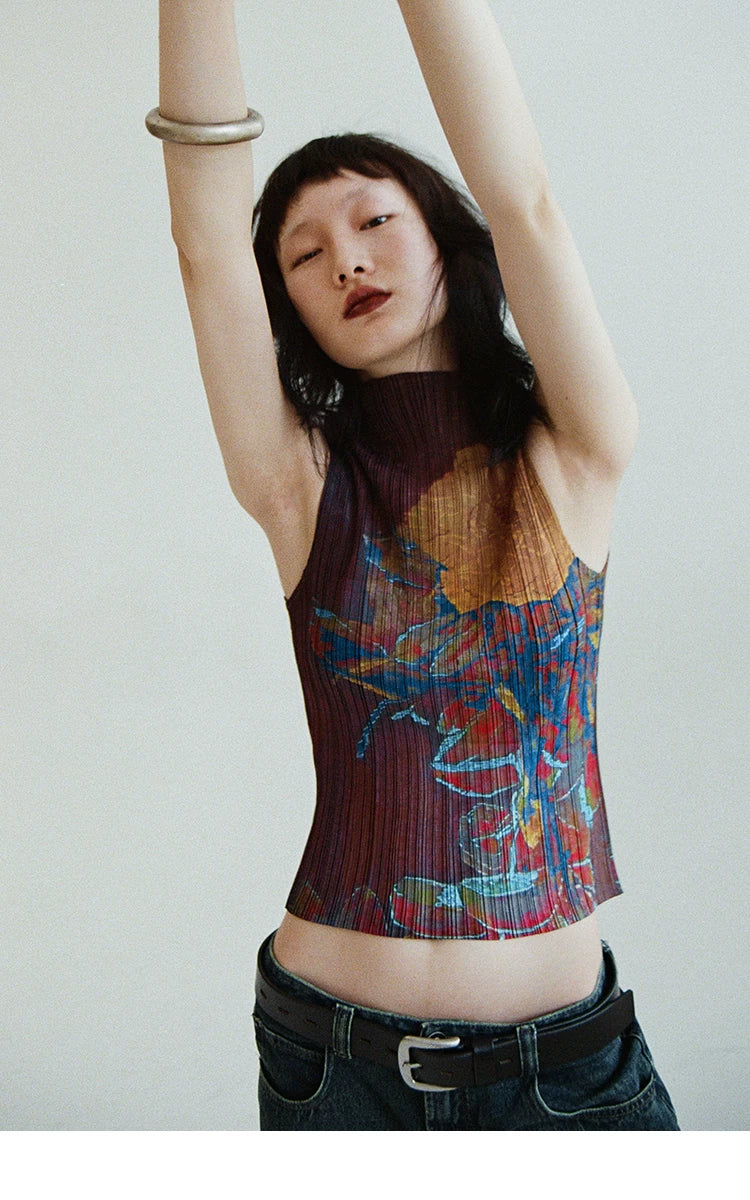 Chromatic Verdant Pleat Tank