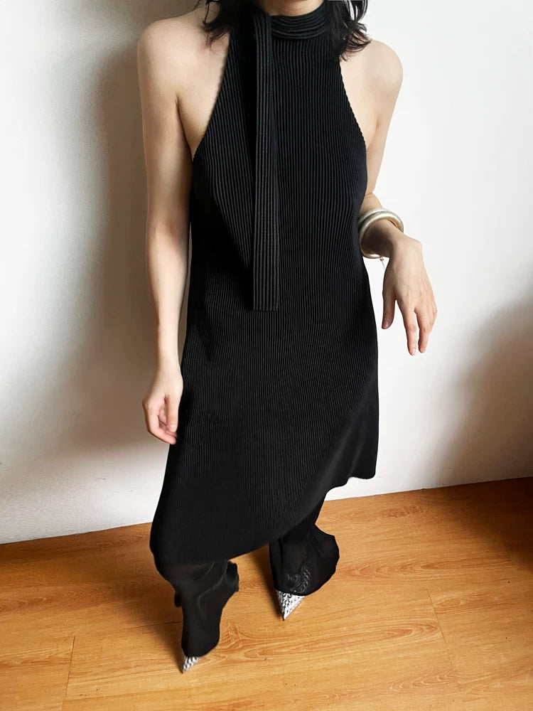 Nocturne Pleat Halter Dress