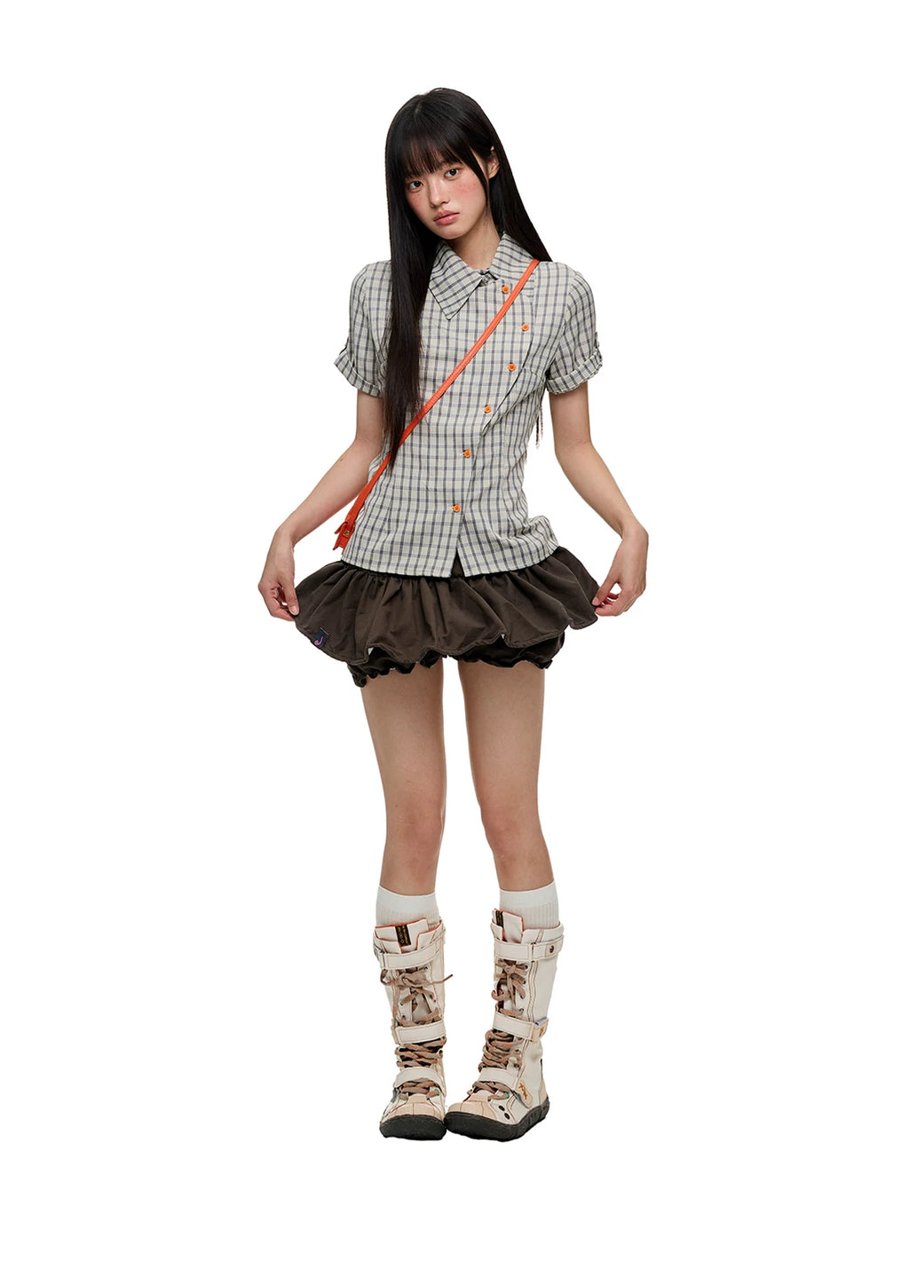 Asymmetric Check Tailored Shirt