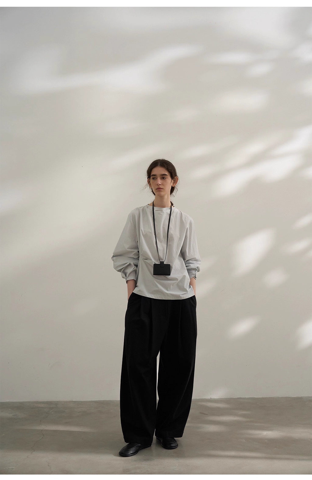 Sculptural Blouse in White or Grey Blue