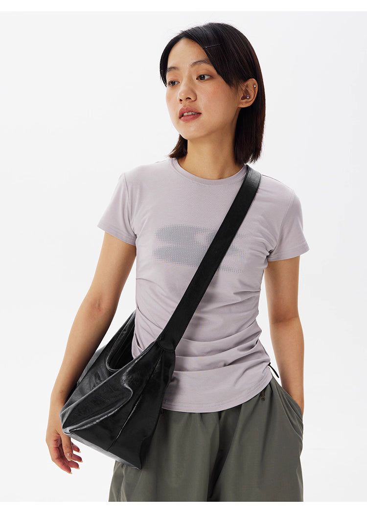 Black Leather Medium Crossbody Bag