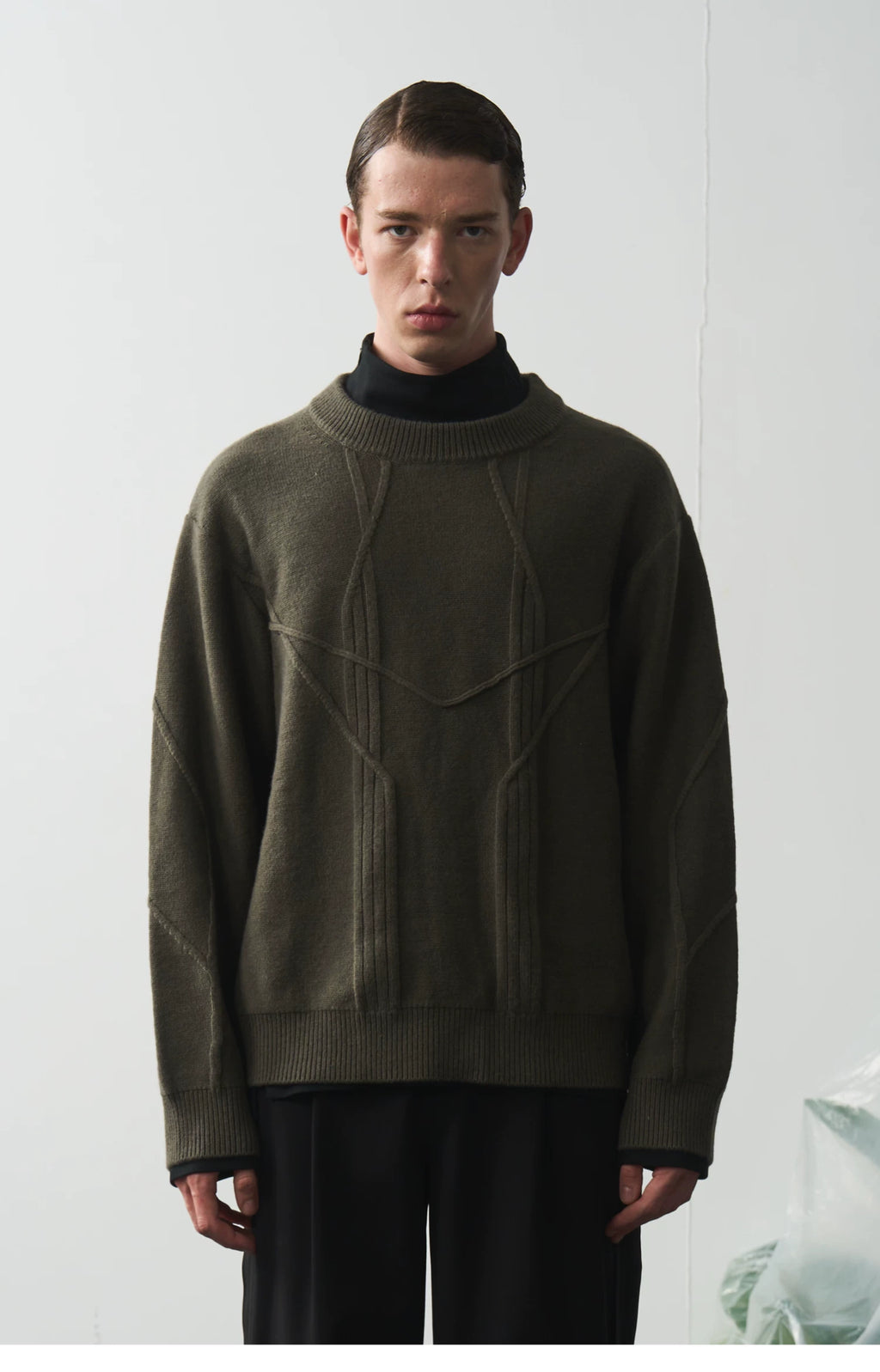 Gridline Wool Blend Knit