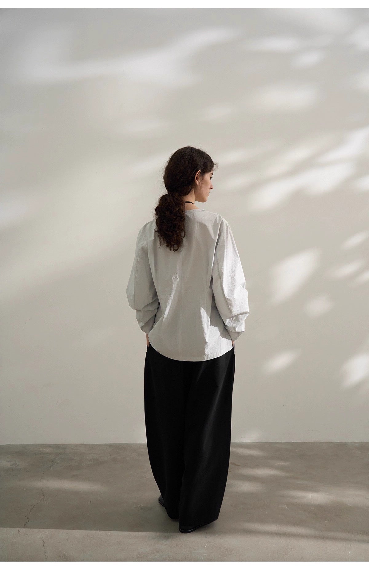 Sculptural Blouse in White or Grey Blue