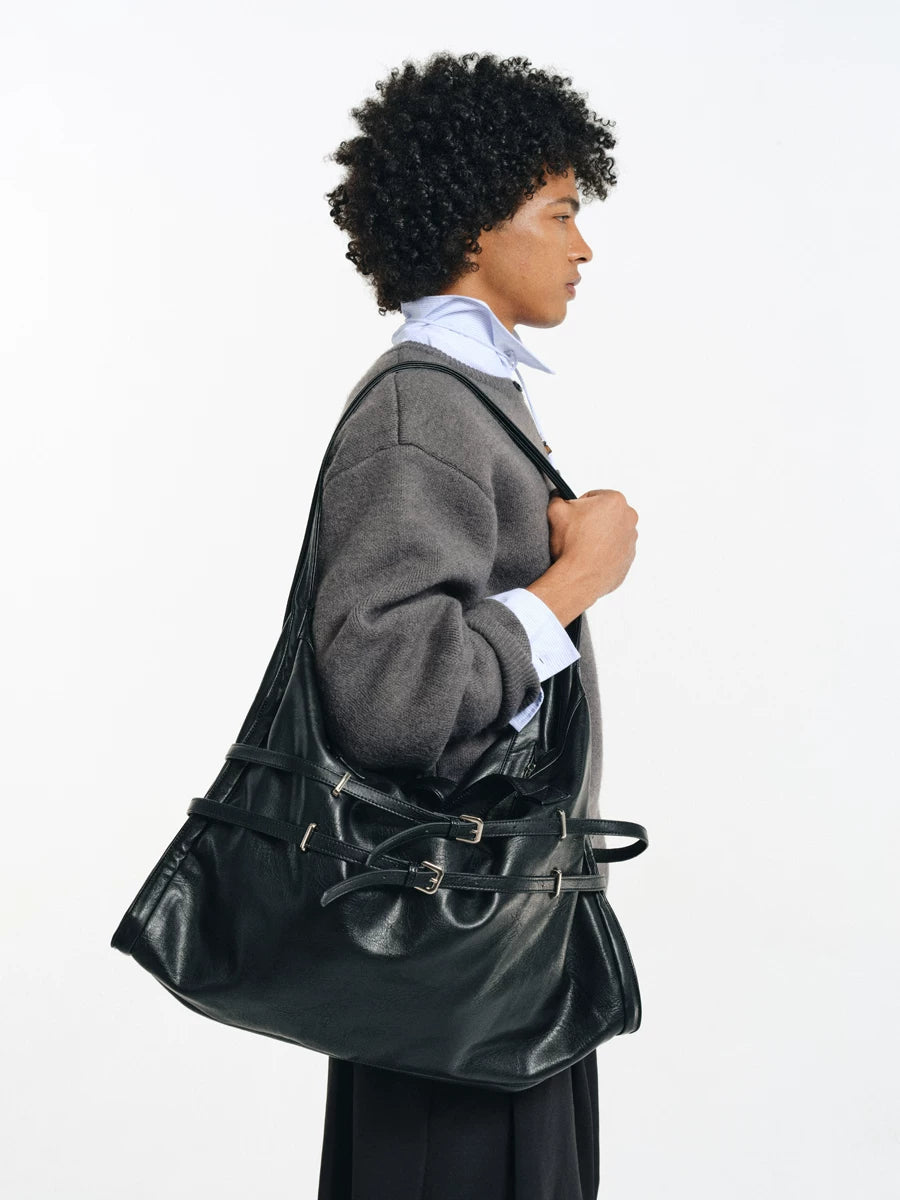 Strapped Buckle Soft-Structure Shoulder Bag