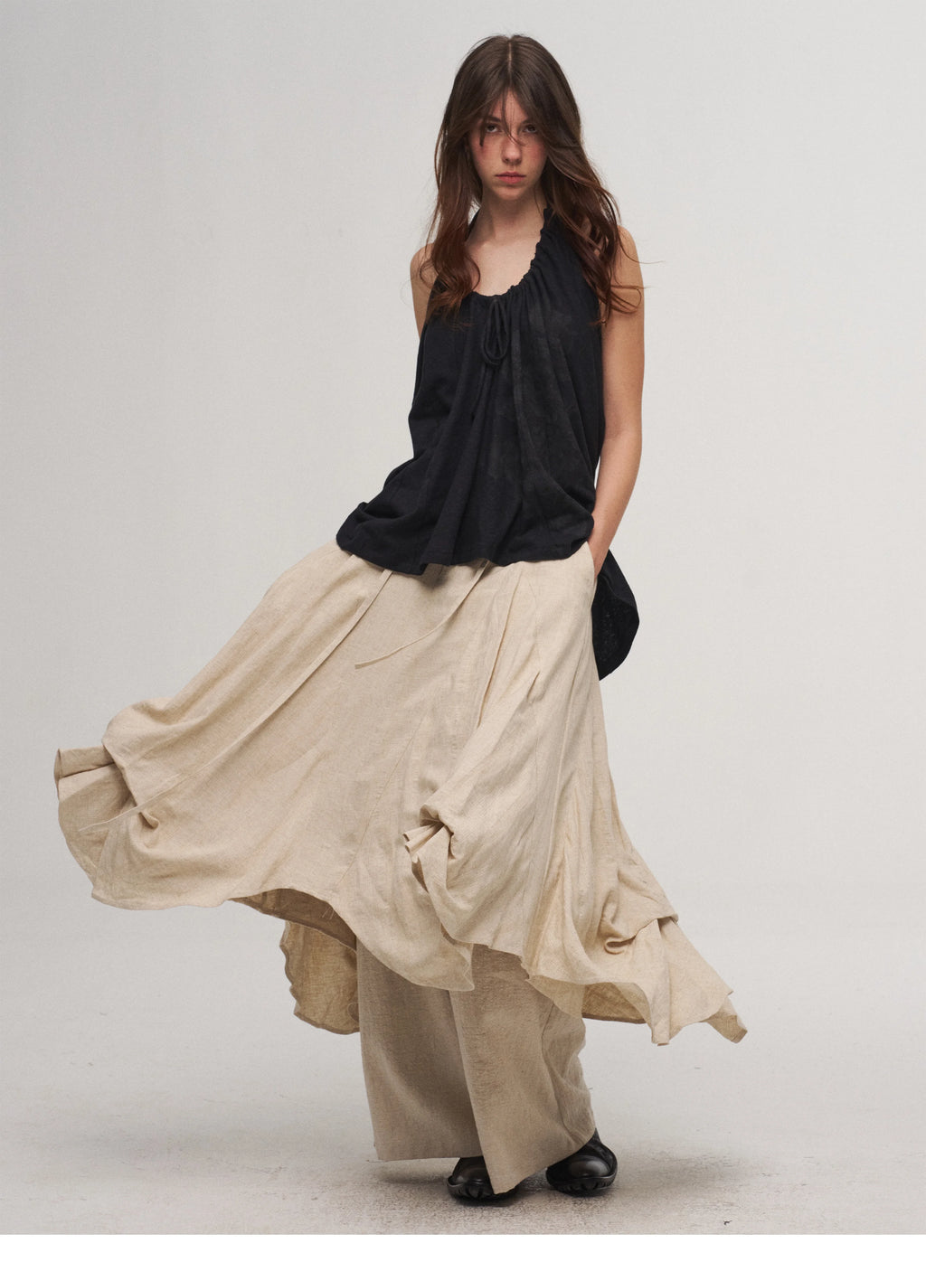 Dune Cascade Linen Skirt
