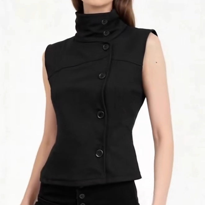 Architectural Asymmetric Button Vest