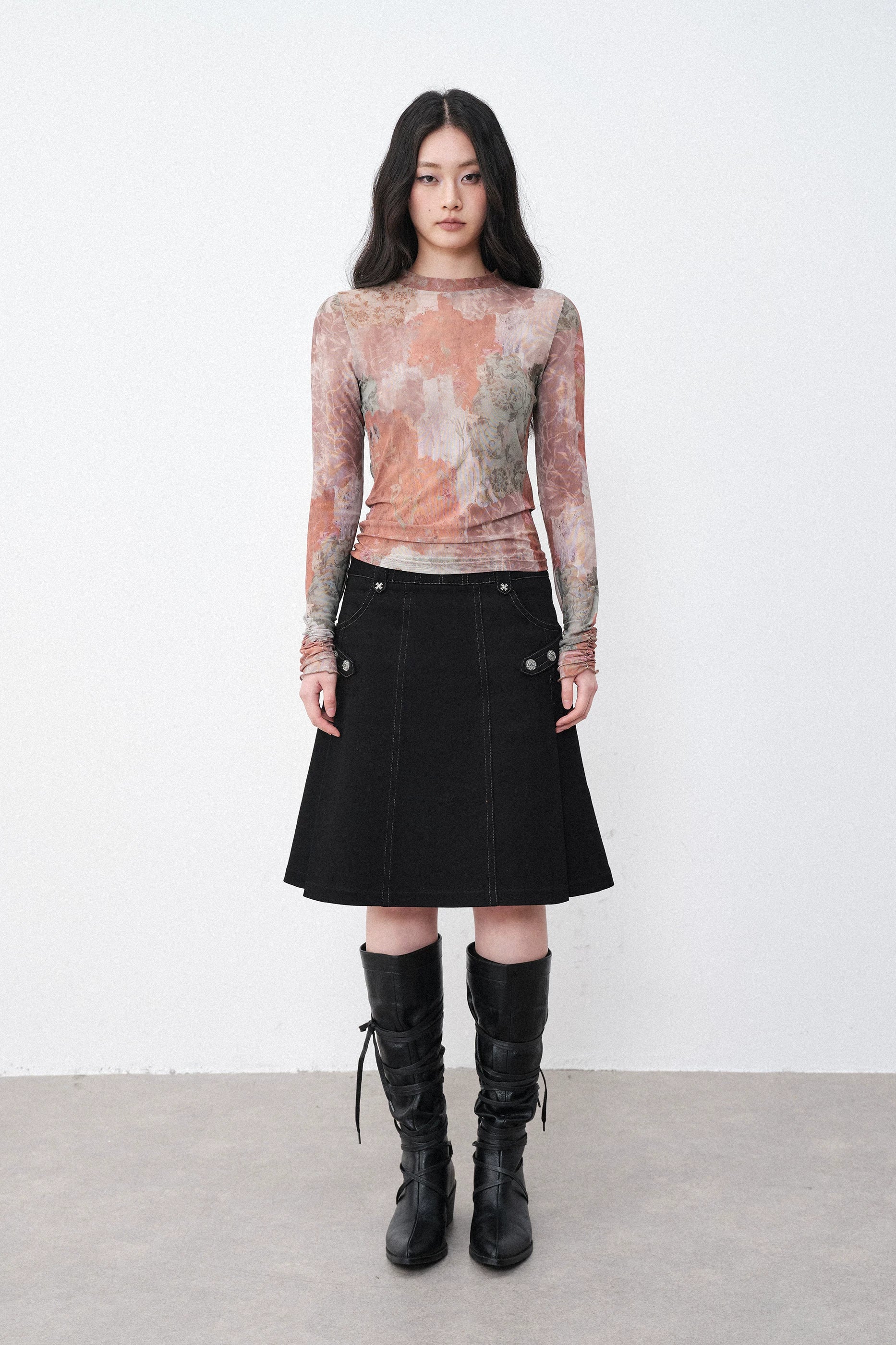 New Romantics Mesh Long Sleeve Top