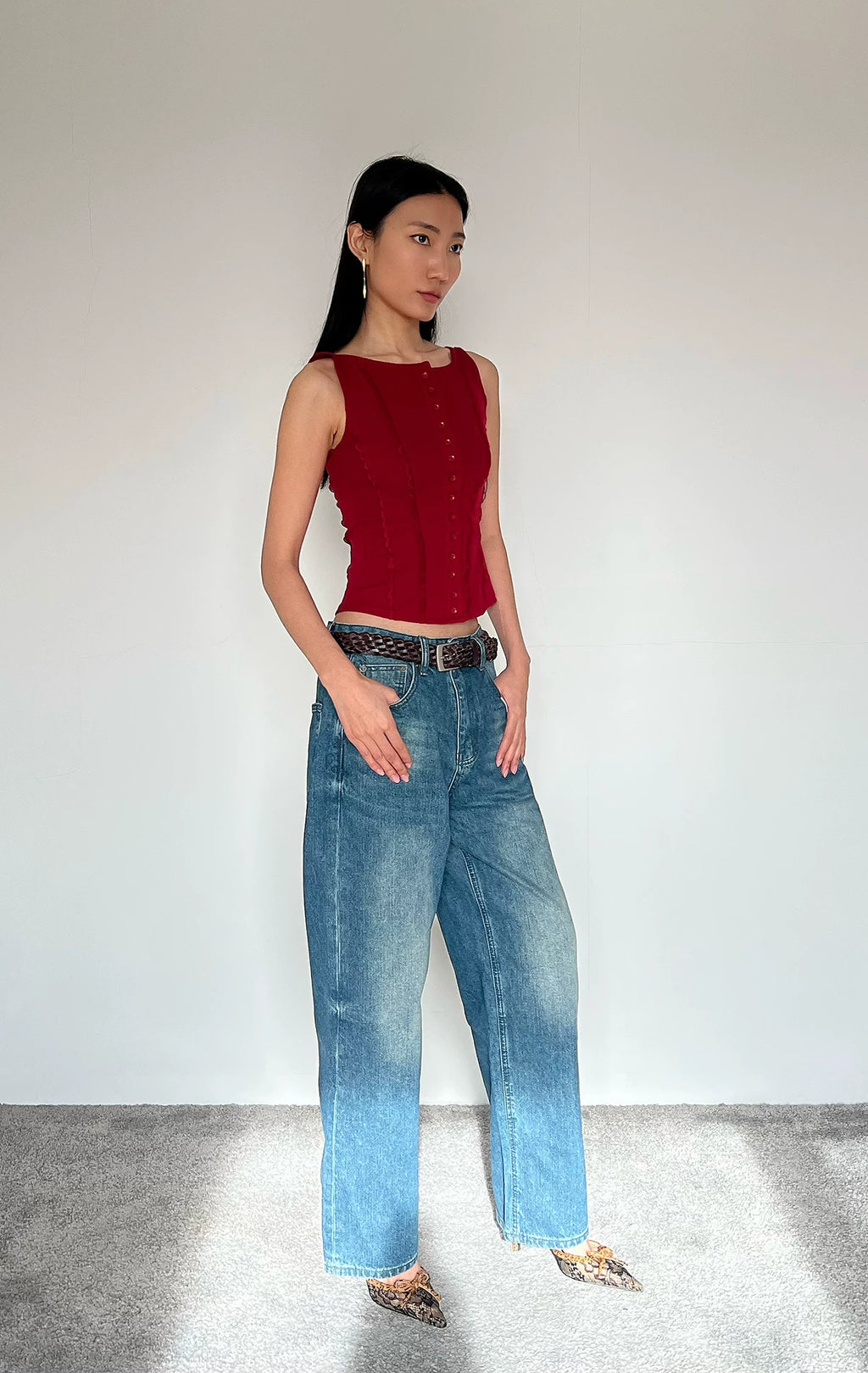 Contour Button Cotton Tank