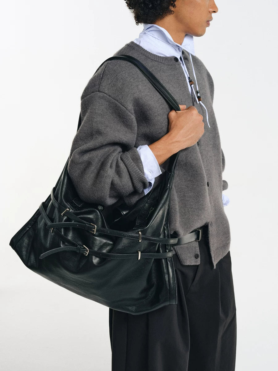 Strapped Buckle Soft-Structure Shoulder Bag