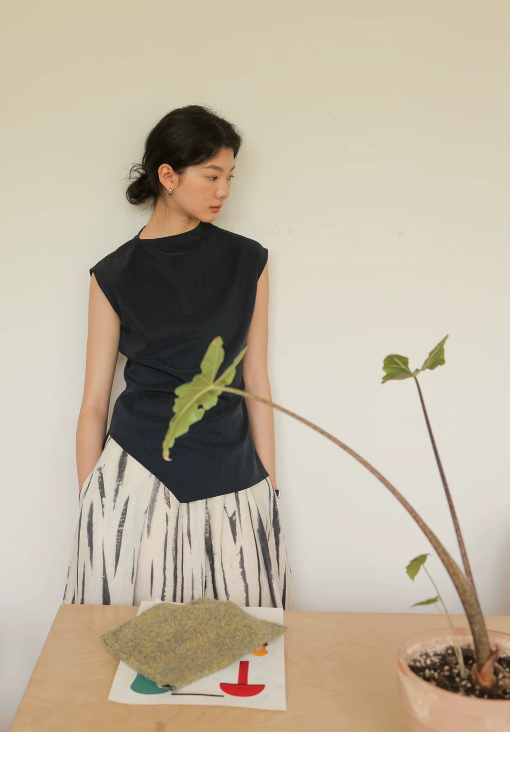 Lyocell Linen Sleeveless Top in Terracotta or Navy