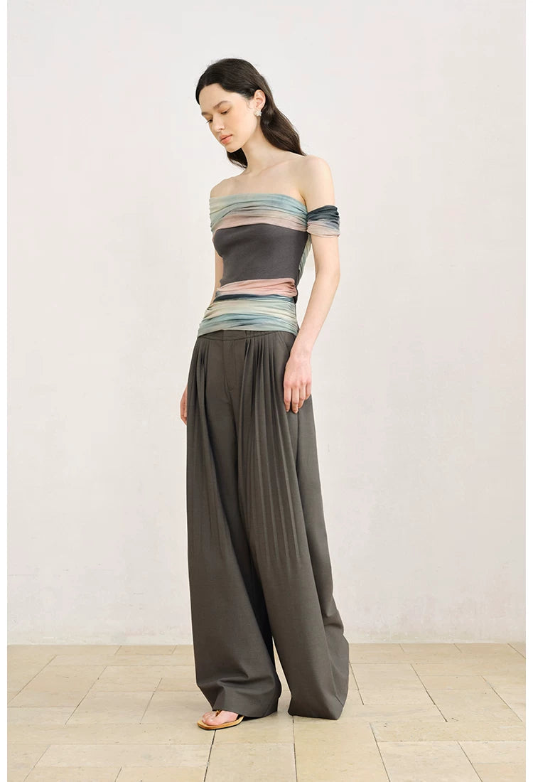 One-Shoulder Art Star Mesh Top