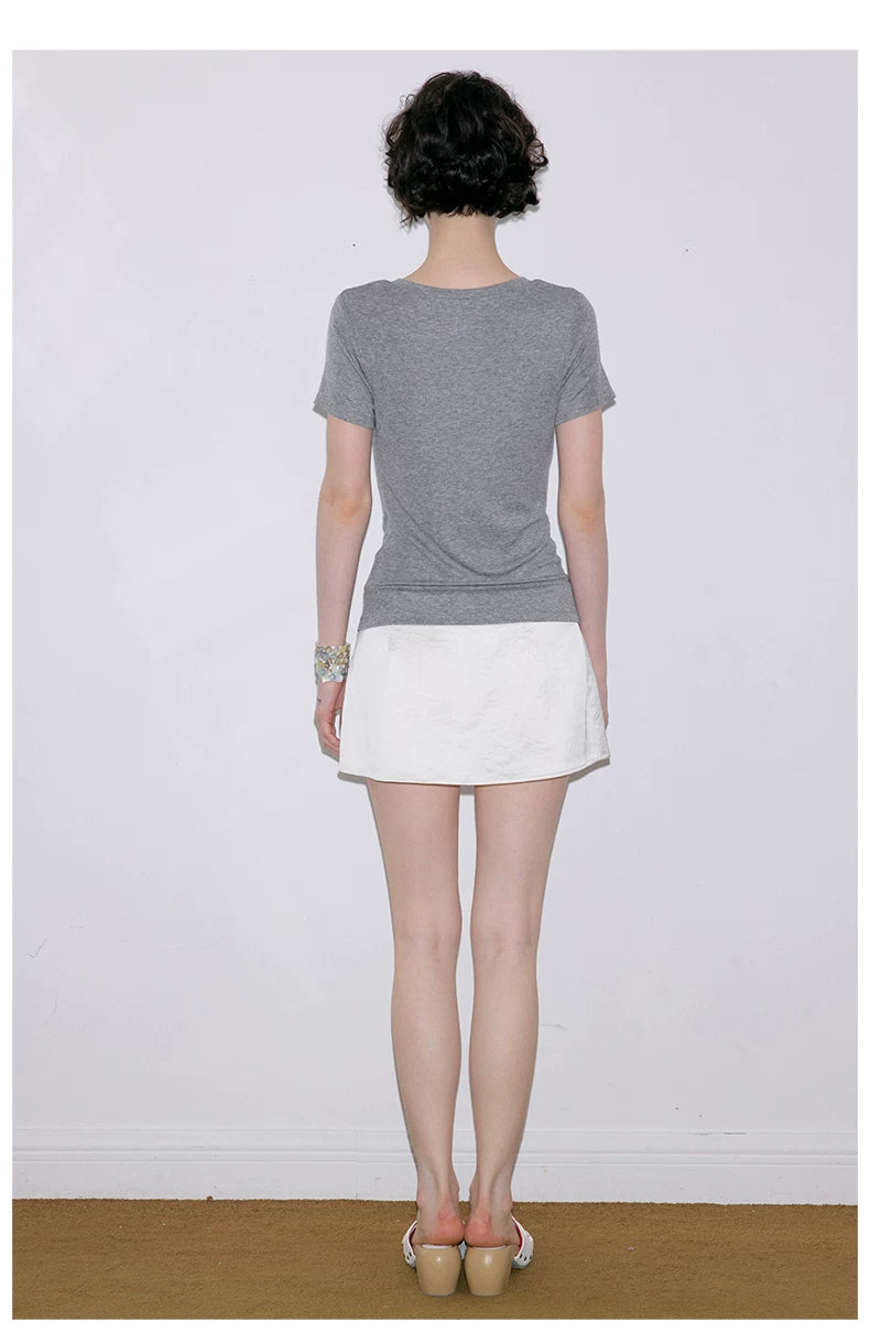 Roselight TENCEL™ Wool Button Ruched Top