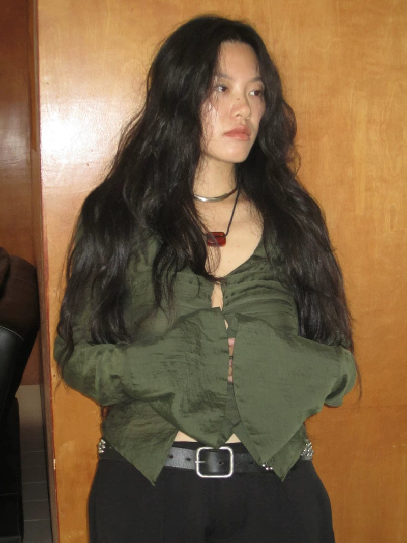 Ring-Link Sheer Blouse