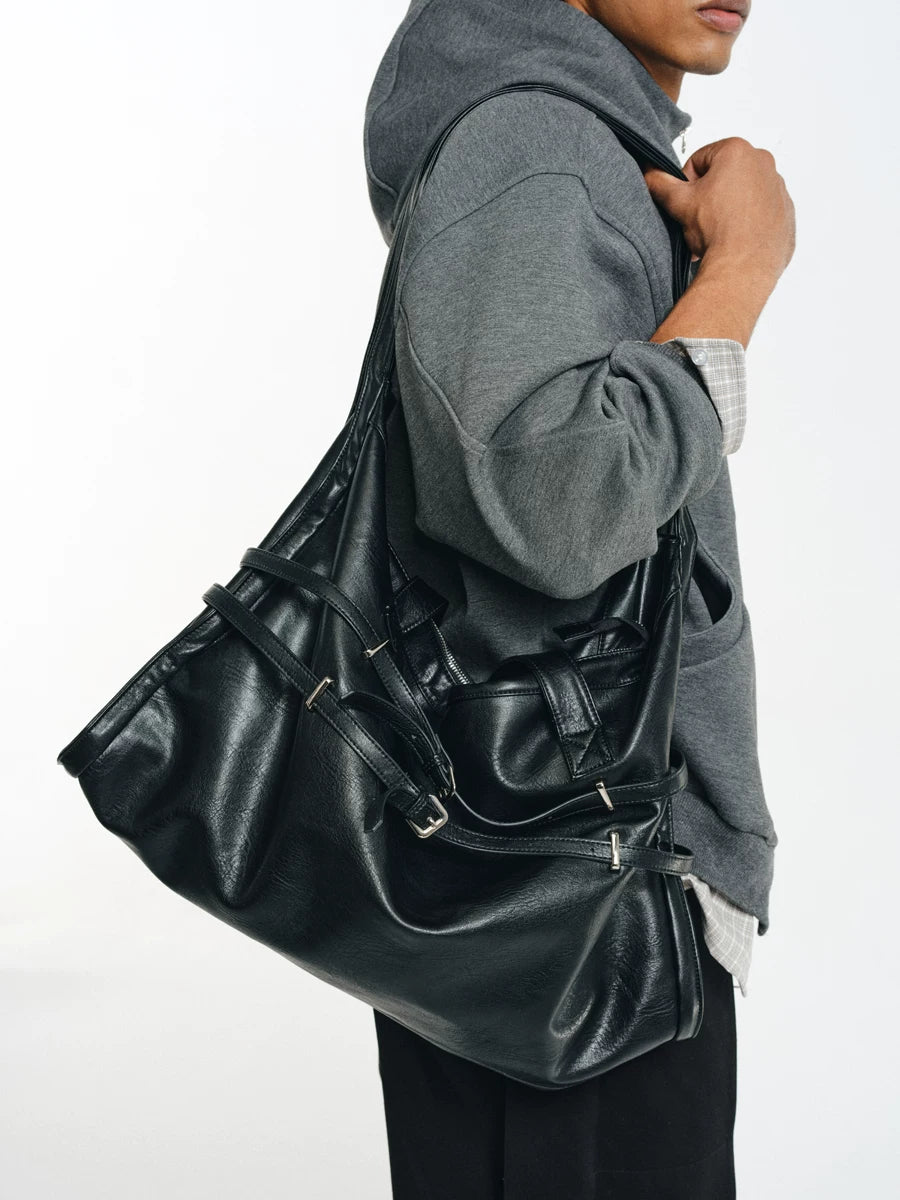Strapped Buckle Soft-Structure Shoulder Bag